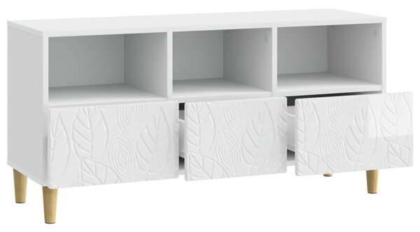 TV szekrény 102 x 34,5 x 50 cm Magasfényű Fehér Szerelt Fa