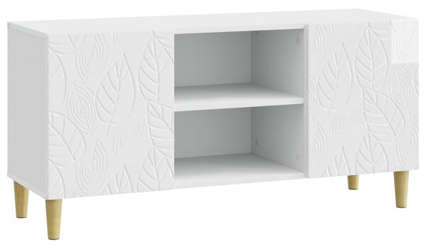 TV szekrény 102 x 34,5 x 50 cm Magasfényű Fehér Szerelt Fa