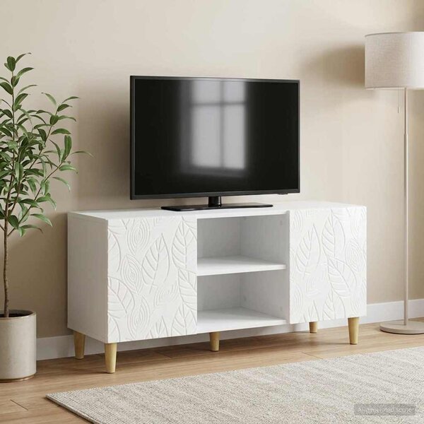 TV szekrény 102 x 34,5 x 50 cm Magasfényű Fehér Szerelt Fa