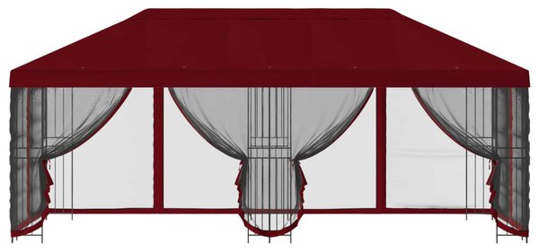 Oldalfalas pavilon 6 x 3 m Burgundi Poliészter és acél 190 gsm