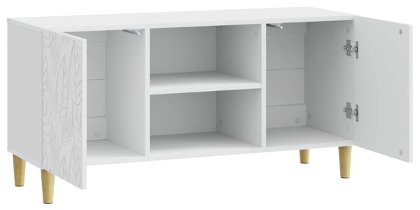 TV szekrény 102 x 34,5 x 50 cm Magasfényű Fehér Szerelt Fa