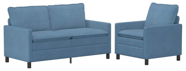 Kanapé Szett 2 pcs Kék Szövet