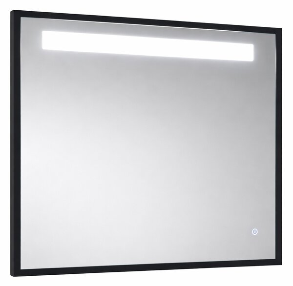TMP IRON fürdőszobai tükör - FEKETE keret - szögletes - LED világítással - 75 x 68 cm