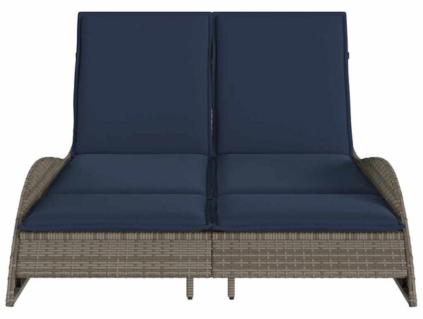 Szürke polyrattan napozóágy párnákkal 114 x 205 x 73 cm