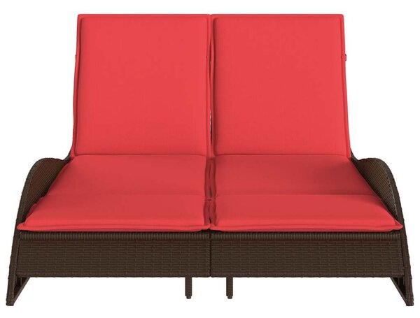 Barna polyrattan napozóágy párnákkal 114 x 205 x 73 cm