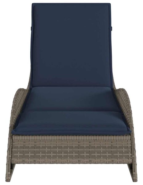 Szürke polyrattan napozóágy párnával 60 x 205 x 73 cm