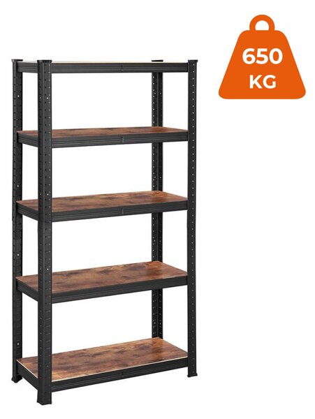 DUSTY polcos állvány, 5 polc, max 650kg, fekete/barna SongmicsHome