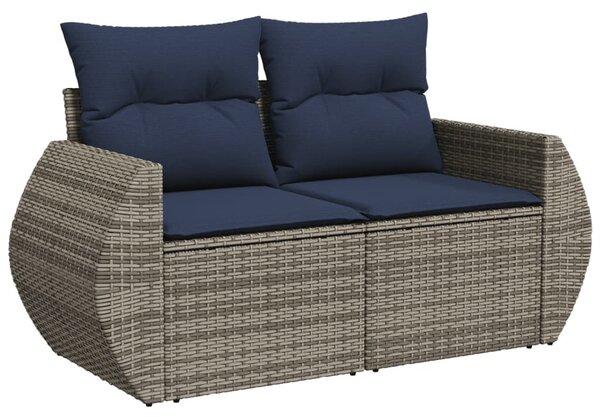 9 db szürke polyrattan kerti kanapégarnitúra párnákkal