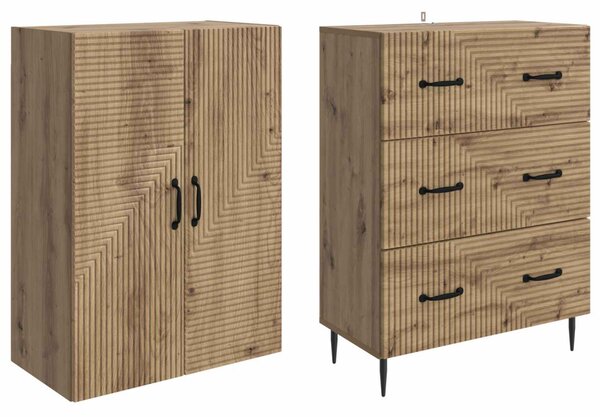 Szekrény szett 2 pcs Kézműves Tölgy 66 x 34,5 x 90 cm