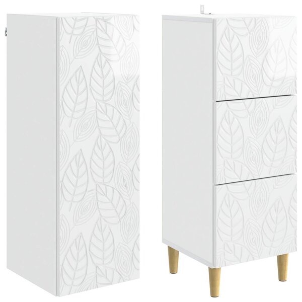 Szekrény szett 2 pcs Magasfényű Fehér 33 x 34,5 x 90 cm