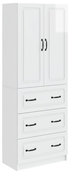 Szekrény szett 2 pcs Magasfényű Fehér 66 x 34,5 x 87 cm