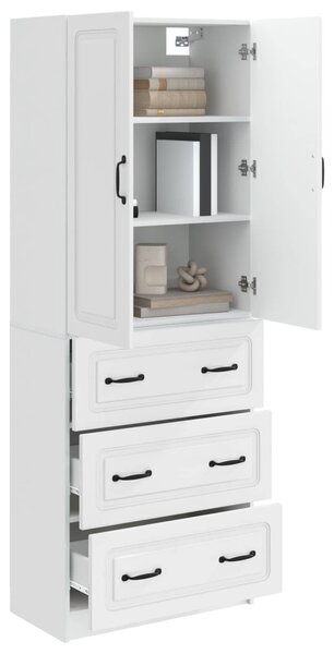 Szekrény szett 2 pcs Magasfényű Fehér 66 x 34,5 x 87 cm