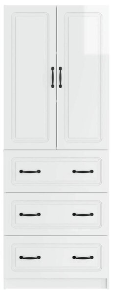 Szekrény szett 2 pcs Magasfényű Fehér 66 x 34,5 x 87 cm
