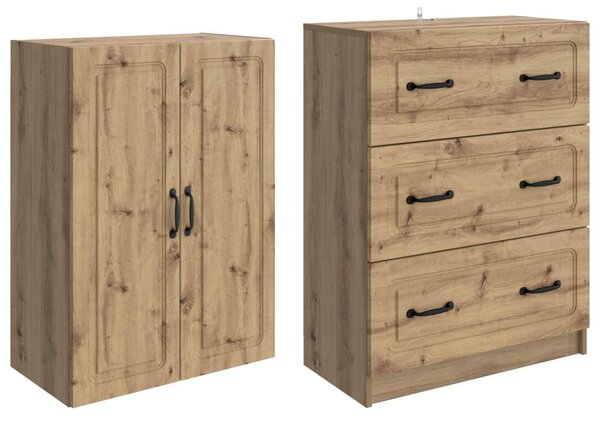 Szekrény szett 2 pcs Kézműves Tölgy 66 x 34,5 x 87 cm