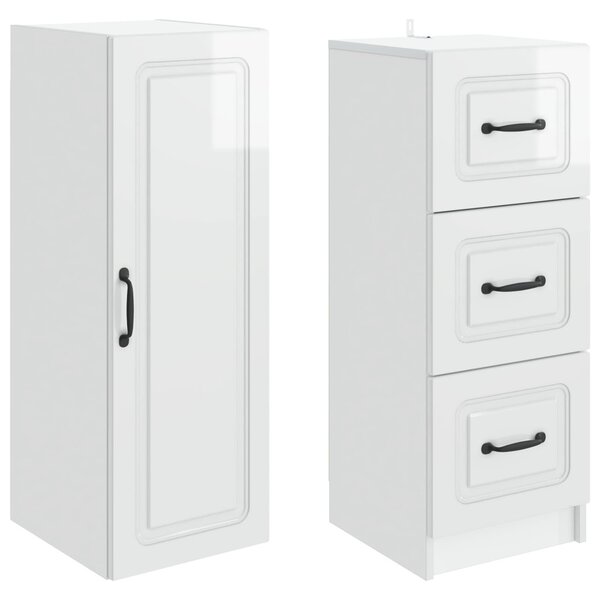 Szekrény szett 2 pcs Magasfényű Fehér 33 x 34,5 x 87 cm
