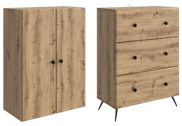 Szekrény szett 2 pcs Kézműves Tölgy 66 x 34,5 x 90 cm