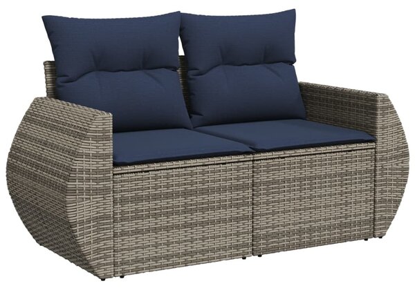 8 db szürke polyrattan kerti kanapégarnitúra párnákkal