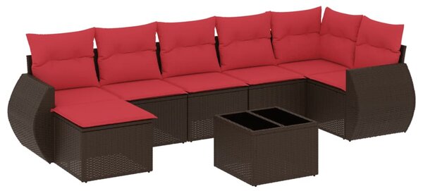 8 db barna polyrattan kerti kanapégarnitúra párnákkal