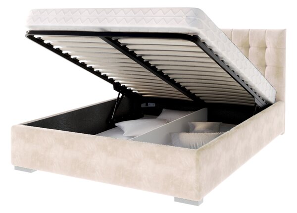 LUCERNA kárpitozott egyszemélyes ágy 120x200 - krémszínű