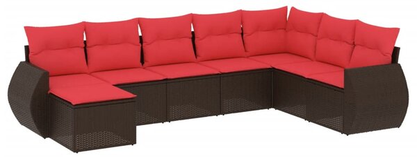 8 db barna polyrattan kerti kanapégarnitúra párnákkal