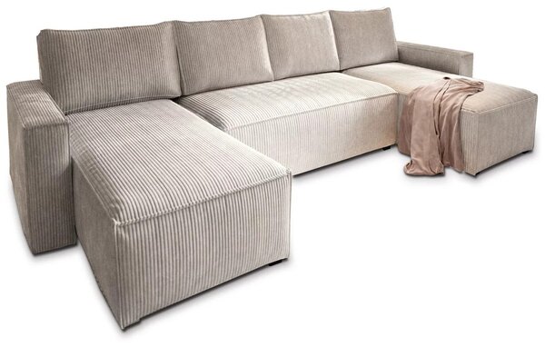 Világosbézs U alakú ülőgarnitúra SMART COSARO 295x140 cm