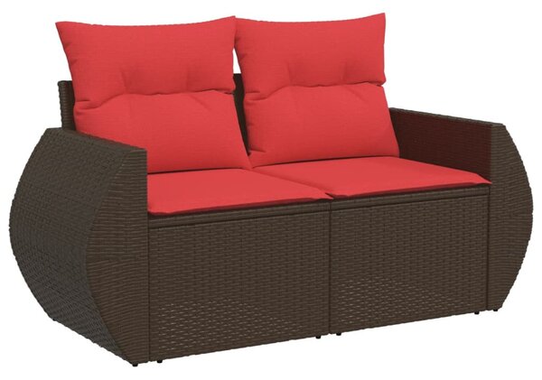 10 db barna polyrattan kerti kanapégarnitúra párnákkal