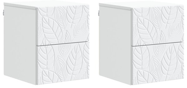 Fali éjjeli szekrény 2 pcs Fehér 34,5 x 33 x 40 cm Szerelt Fa