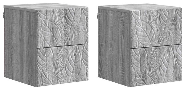 Fali éjjeli szekrény 2 pcs Szürke Sonoma 34,5 x 33 x 40 cm