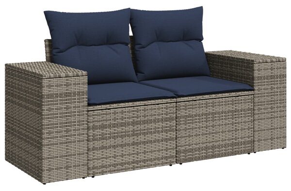 5 db szürke polyrattan kerti kanapégarnitúra párnákkal