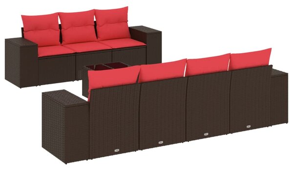 8 db barna polyrattan kerti kanapégarnitúra párnákkal