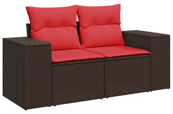 6 db barna polyrattan kerti kanapégarnitúra párnákkal