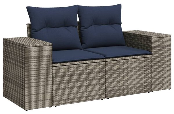 6 db szürke polyrattan kerti kanapégarnitúra párnákkal
