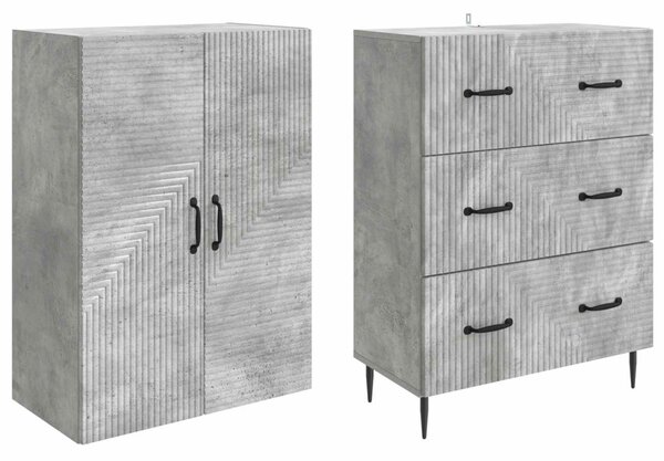 Szekrény szett 2 pcs Betonszürke 66 x 34,5 x 90 cm Szerelt Fa