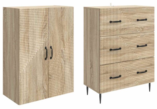 Szekrény szett 2 pcs Sonoma Tölgy 66 x 34,5 x 90 cm Szerelt Fa