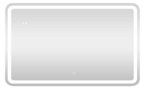 Viva AURA fürdőszoba tükör - érintőkapcsolós - páramenetesítős - órával - LED - FEKVŐ - 100 x 70 cm