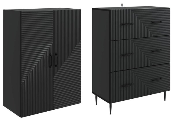 Szekrény szett 2 pcs Fekete 66 x 34,5 x 90 cm Szerelt Fa