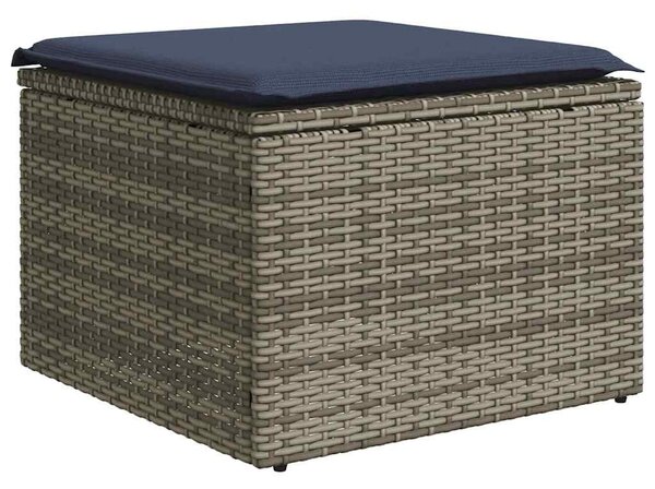 7 részes szürke polyrattan kerti ülőgarnitúra párnákkal