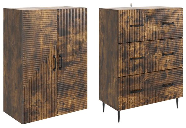 Szekrény szett 2 pcs Füstös Tölgy 66 x 34,5 x 90 cm Szerelt Fa