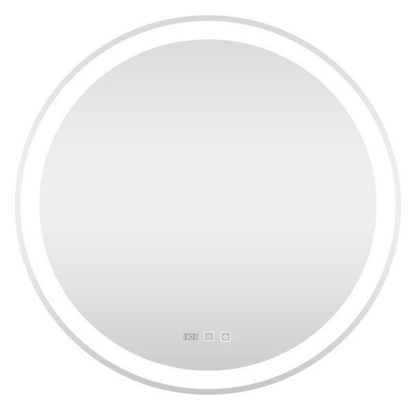 Viva AURA fürdőszoba tükör - érintőkapcsolós - páramenetesítős - órával - LED - KEREK - átmérő 60cm