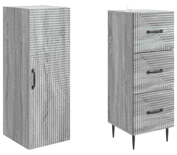 Szekrény szett 2 pcs Szürke Sonoma 33 x 34,5 x 90 cm Szerelt Fa