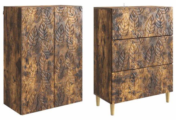 Szekrény szett 2 pcs Füstös Tölgy 66 x 34,5 x 90 cm Szerelt Fa