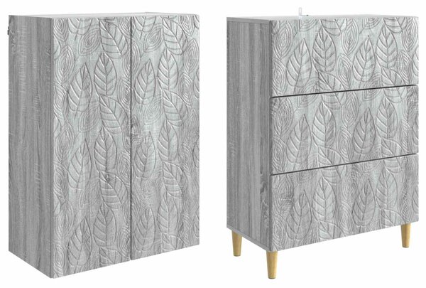 Szekrény szett 2 pcs Szürke Sonoma 66 x 34,5 x 90 cm Szerelt Fa