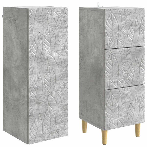 Szekrény szett 2 pcs Betonszürke 33 x 34,5 x 90 cm Szerelt Fa