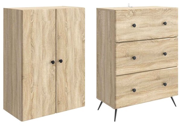 Szekrény szett 2 pcs Sonoma Tölgy 66 x 34,5 x 90 cm Szerelt Fa