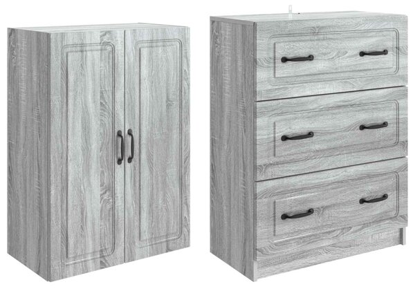 Szekrény szett 2 pcs Szürke Sonoma 66 x 34,5 x 87 cm Szerelt Fa