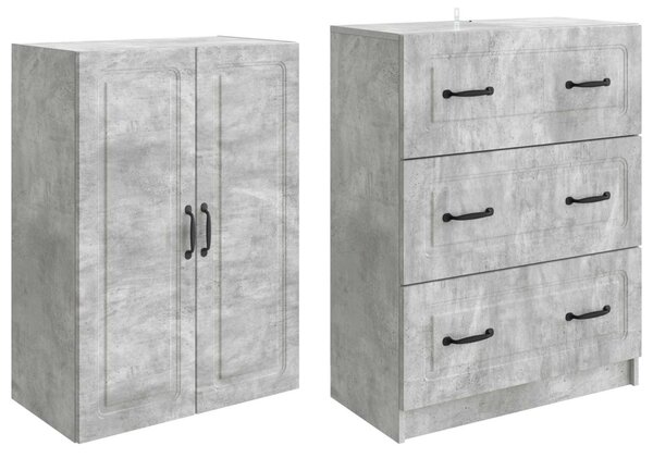 Szekrény szett 2 pcs Betonszürke 66 x 34,5 x 87 cm Szerelt Fa