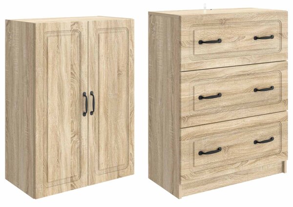 Szekrény szett 2 pcs Sonoma Tölgy 66 x 34,5 x 87 cm Szerelt Fa