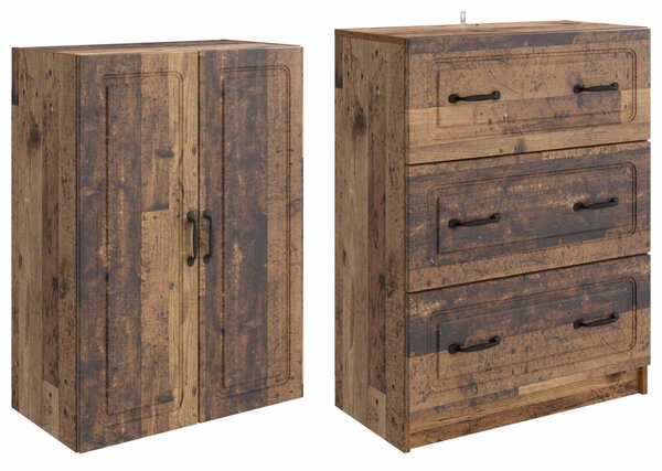 Szekrény szett 2 pcs Antik Fa 66 x 34,5 x 87 cm Szerelt Fa