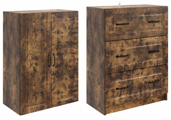 Szekrény szett 2 pcs Füstös Tölgy 66 x 34,5 x 87 cm Szerelt Fa