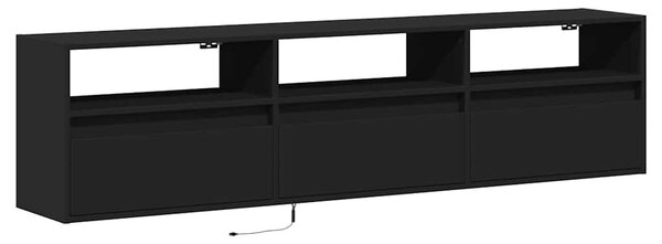 Fekete TV fali szekrény LED-del 180x31x45 cm